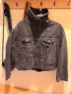 GAP Women's Oversized Faded Black/Dark Gray Cocoon Jacket